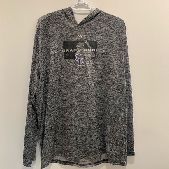 🤩 3 for $20 / MLB Authentic Colorado Rockies Majestic Grey Hoodie - Picture 1 of 4
